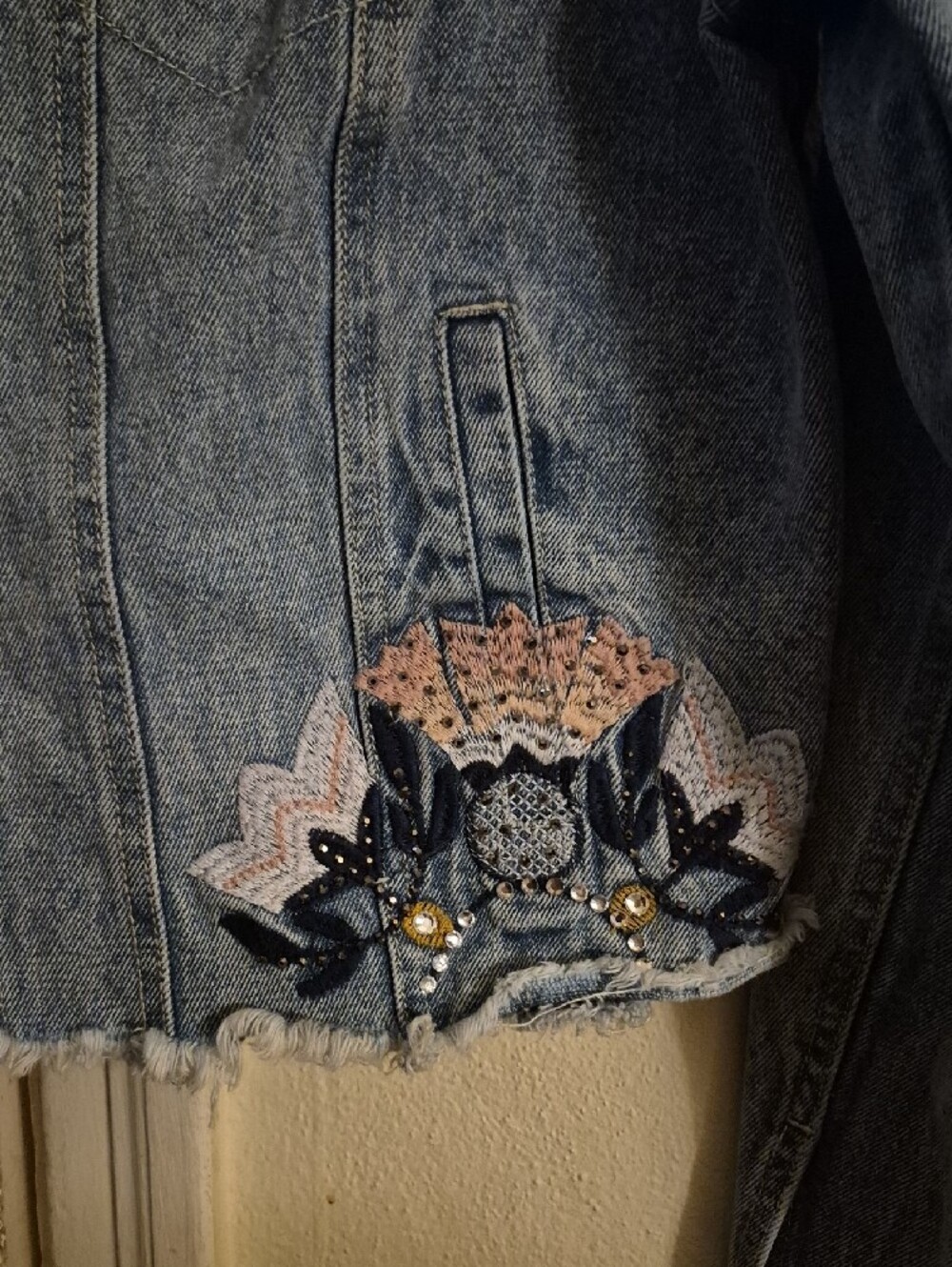 bebe Light Blue Denim Jacket with Black Label - Picture 4 of 9